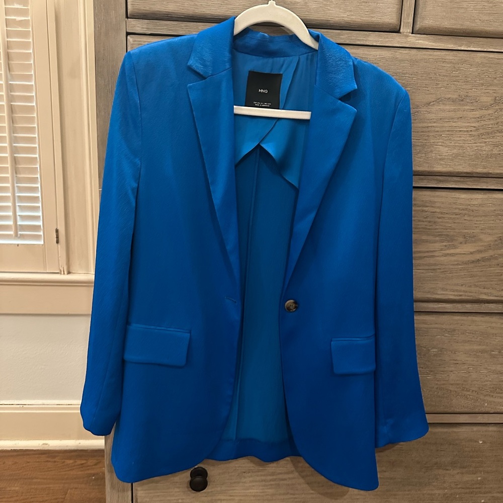 Mango Women's Vibrant Blue Single-Button Blazer